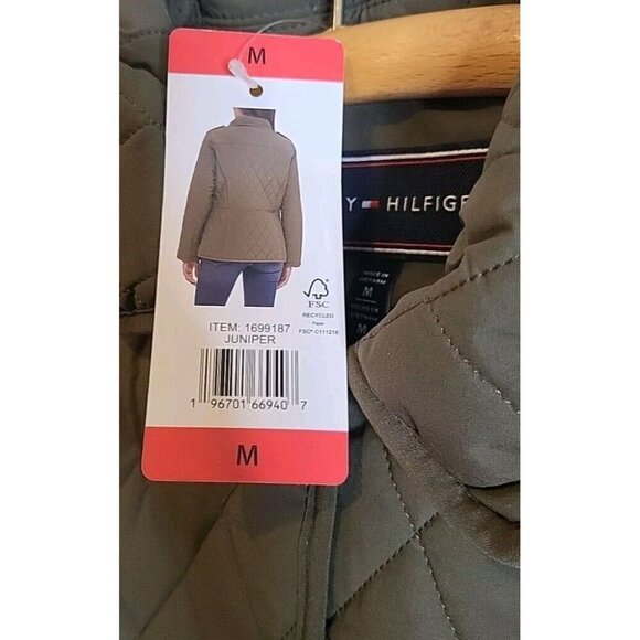 NWT Tommy Hilfiger Medium Womens Quilted Jacket Olive Juniper Green Item 1699187 - Picture 7 of 13
